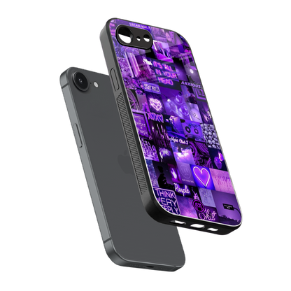 purple collage aesthetic back phone cover | glass case for iphone 16e