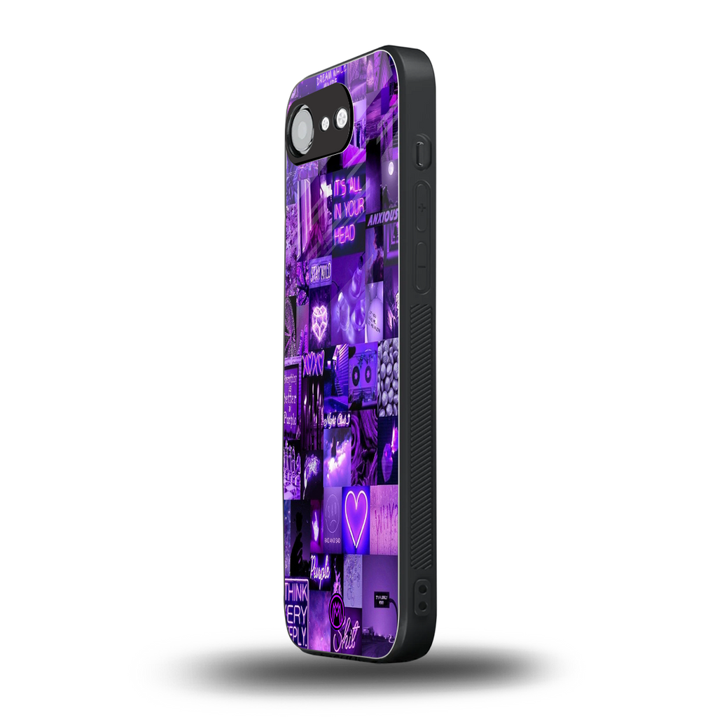 purple collage aesthetic back phone cover | glass case for iphone 16e