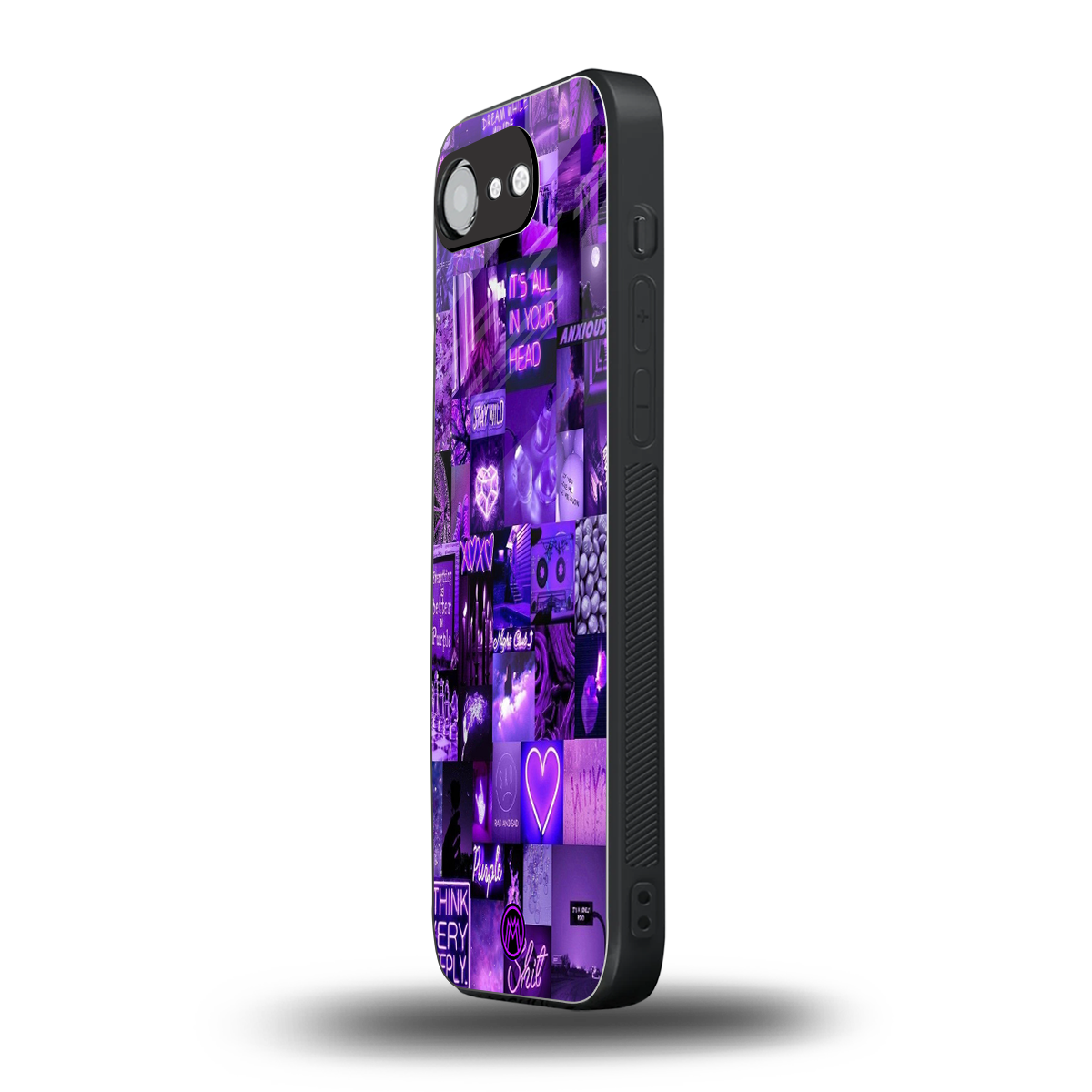 purple collage aesthetic back phone cover | glass case for iphone 16e