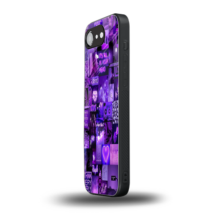 purple collage aesthetic back phone cover | glass case for iphone 16e