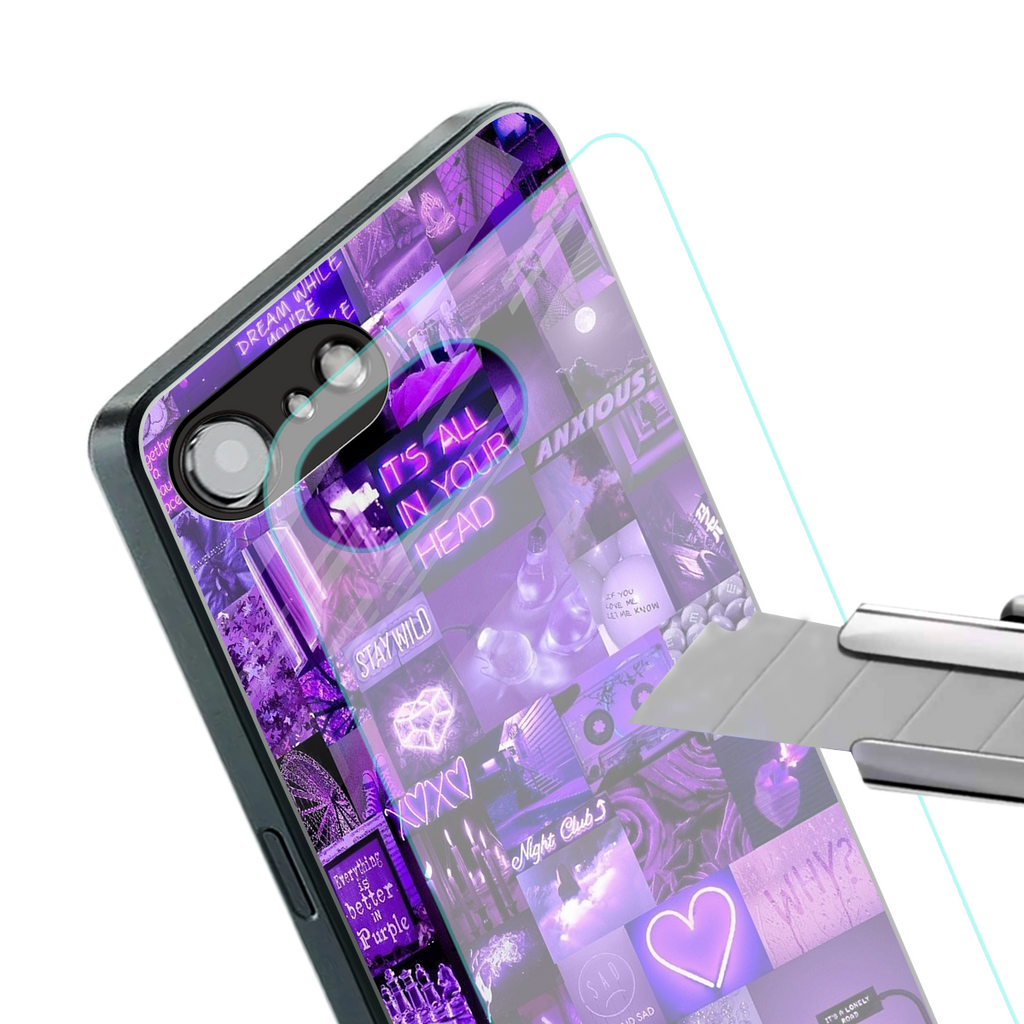 purple collage aesthetic back phone cover | glass case for iphone 16e