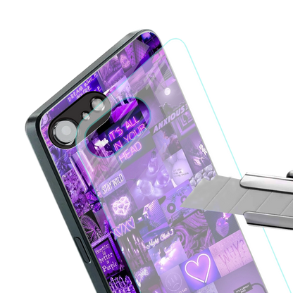 purple collage aesthetic back phone cover | glass case for iphone 16e