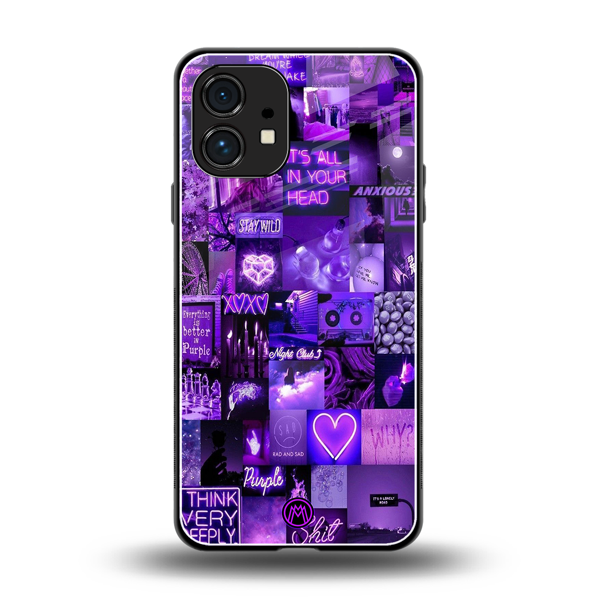 purple collage aesthetic back phone cover | glass case for nothing phone 1