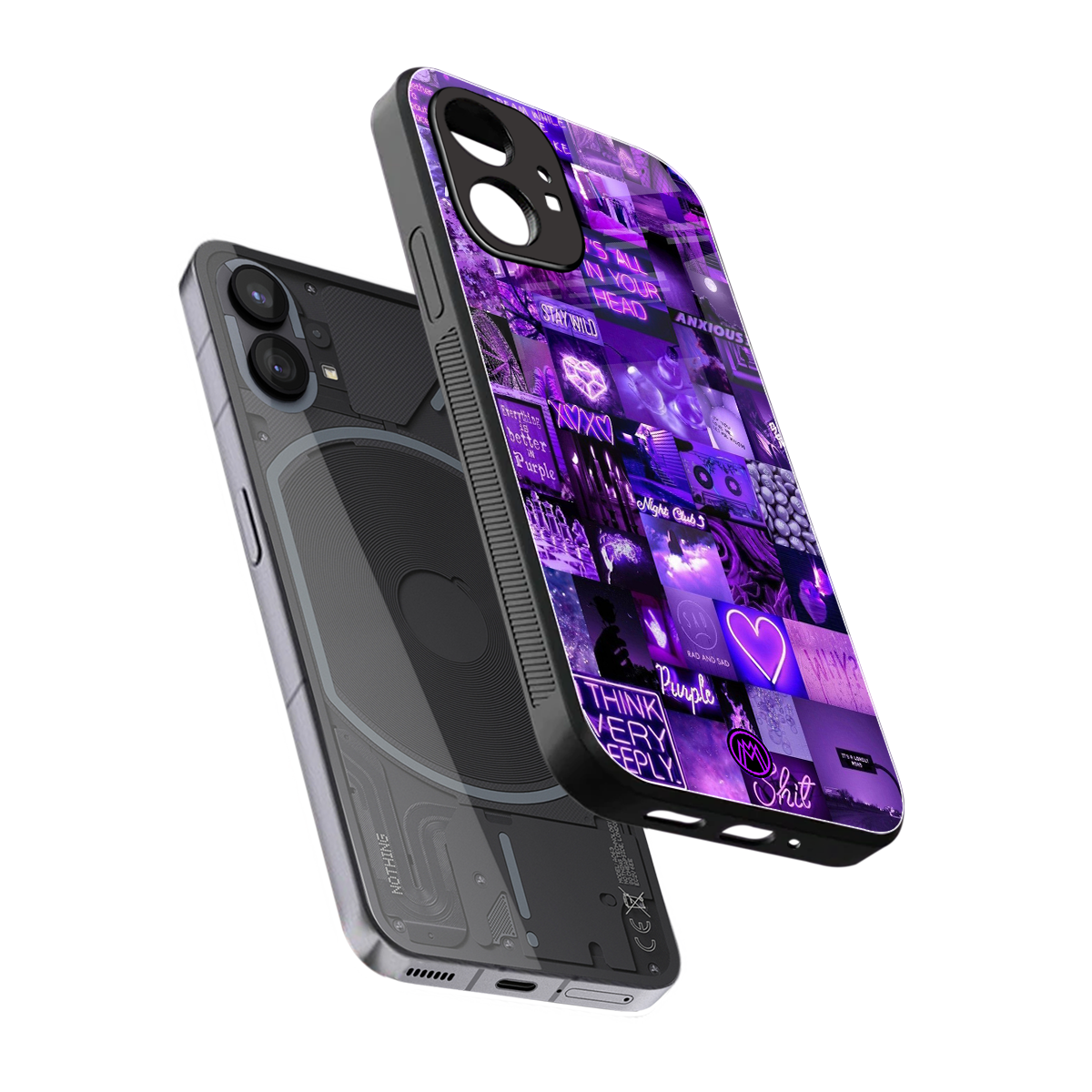 purple collage aesthetic back phone cover | glass case for nothing phone 1