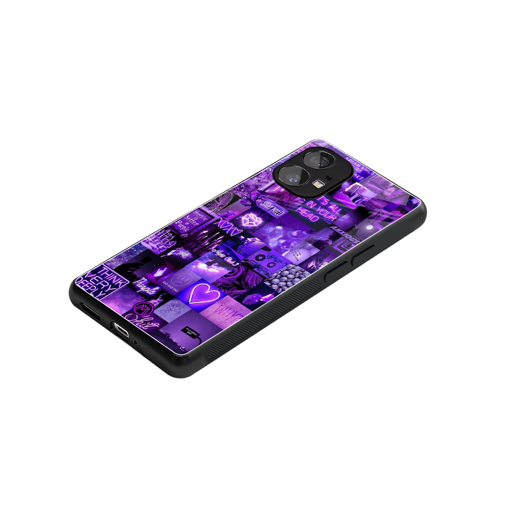 purple collage aesthetic back phone cover | glass case for nothing phone 1