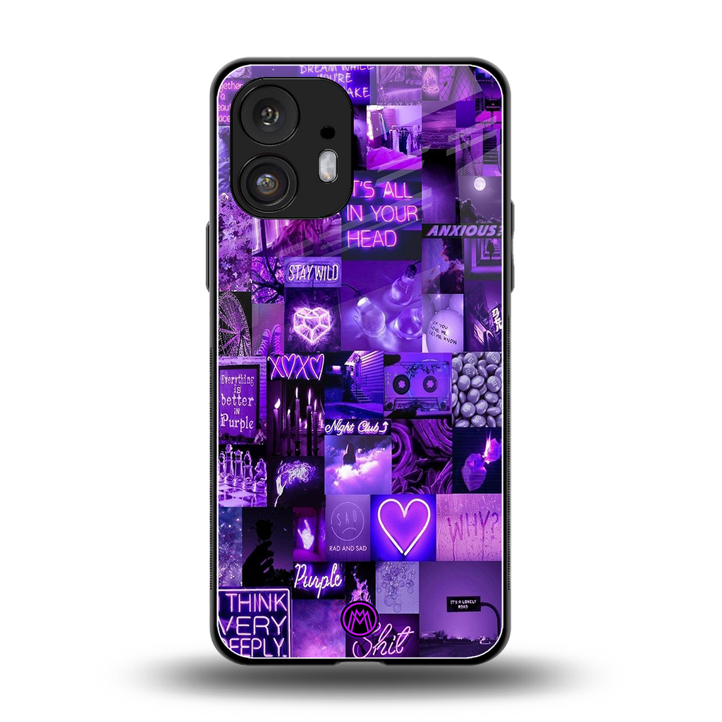 purple collage aesthetic back phone cover | glass case for nothing phone 2