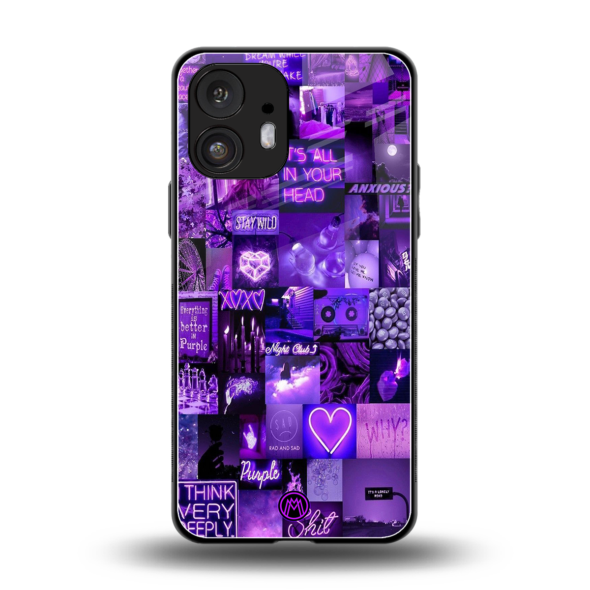 purple collage aesthetic back phone cover | glass case for nothing phone 2