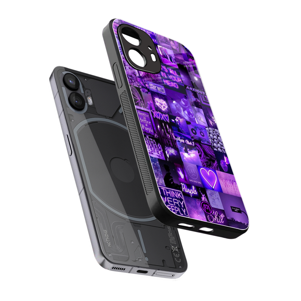 purple collage aesthetic back phone cover | glass case for nothing phone 2
