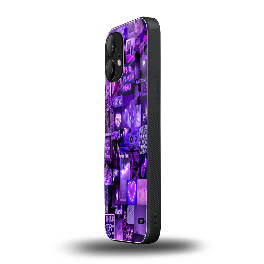 purple collage aesthetic back phone cover | glass case for nothing phone 2