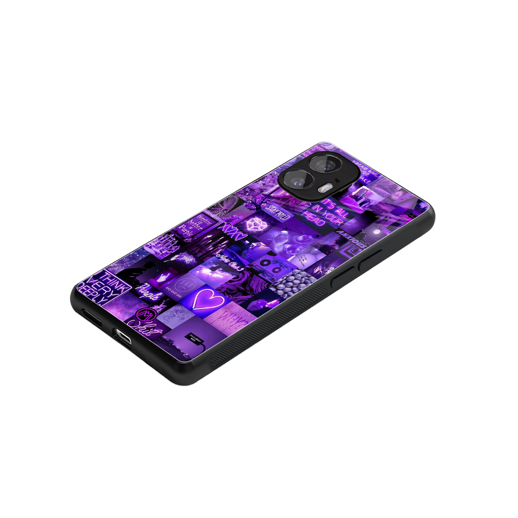 purple collage aesthetic back phone cover | glass case for nothing phone 2