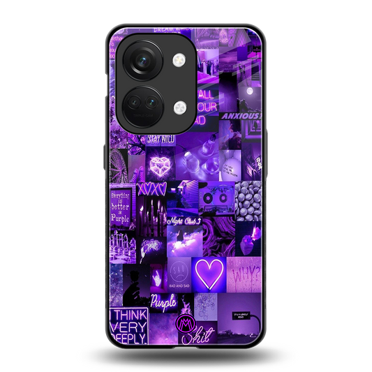 purple collage aesthetic back phone cover | glass case for oneplus nord 3