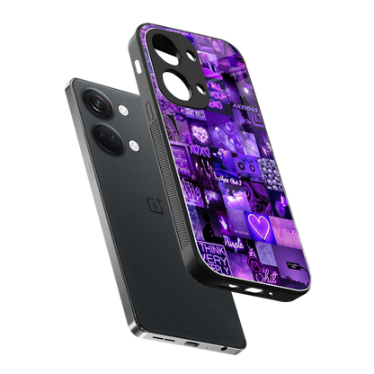 purple collage aesthetic back phone cover | glass case for oneplus nord 3