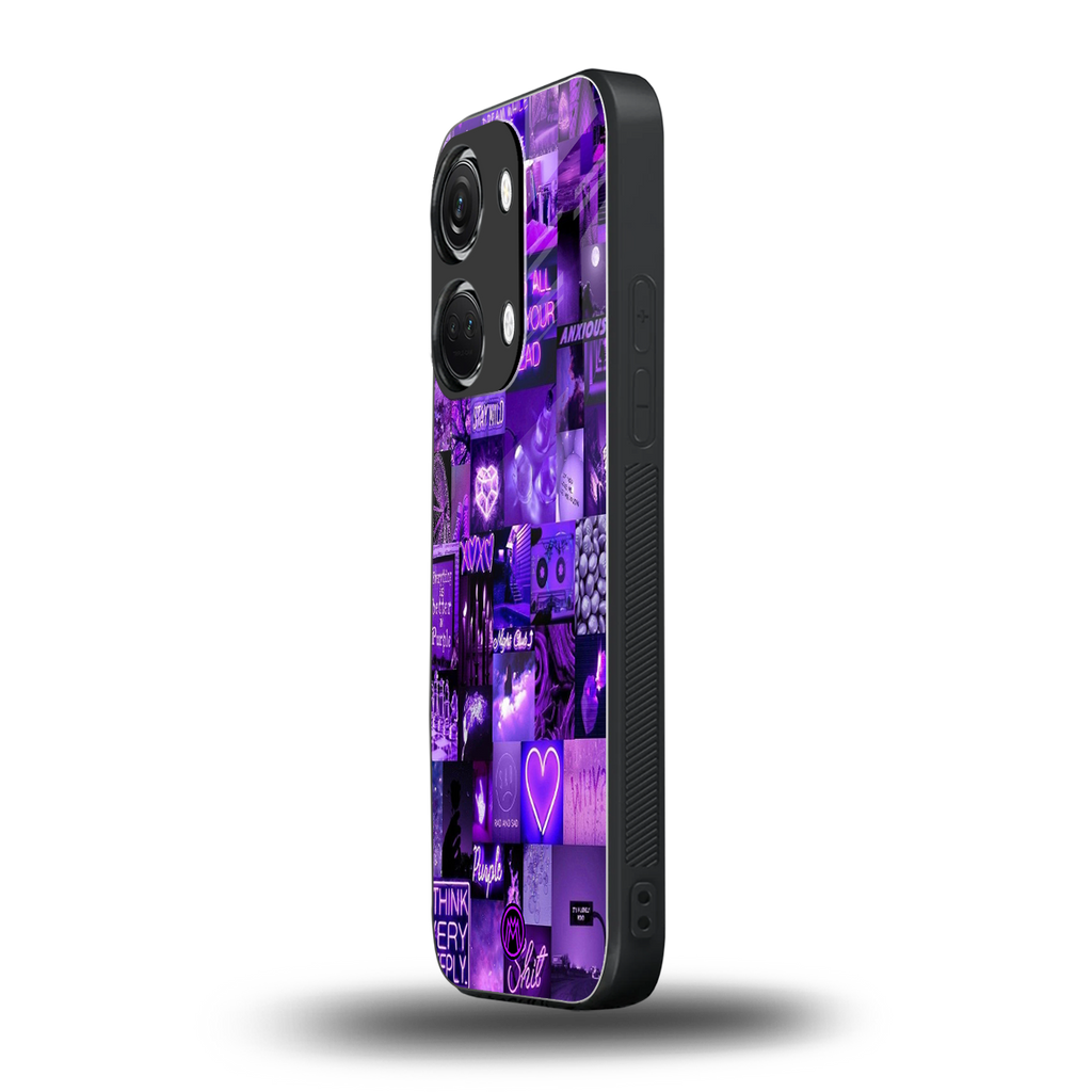 purple collage aesthetic back phone cover | glass case for oneplus nord 3