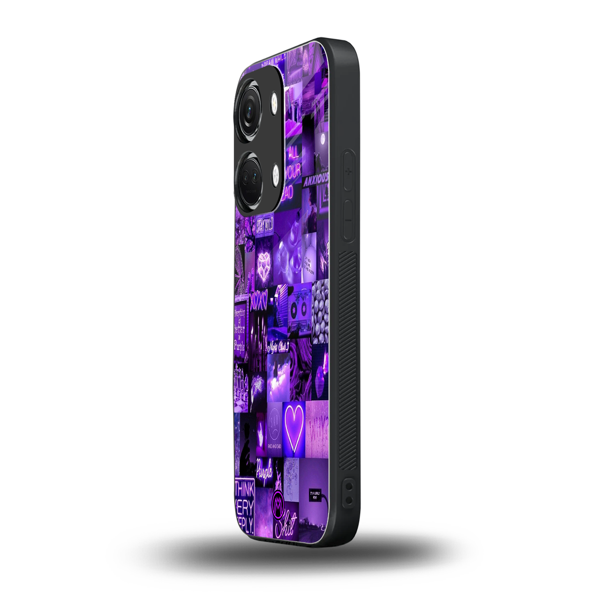 purple collage aesthetic back phone cover | glass case for oneplus nord 3