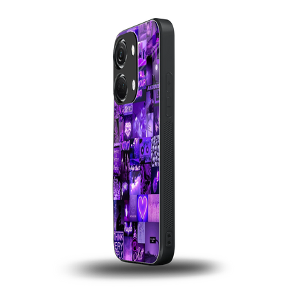purple collage aesthetic back phone cover | glass case for oneplus nord 3