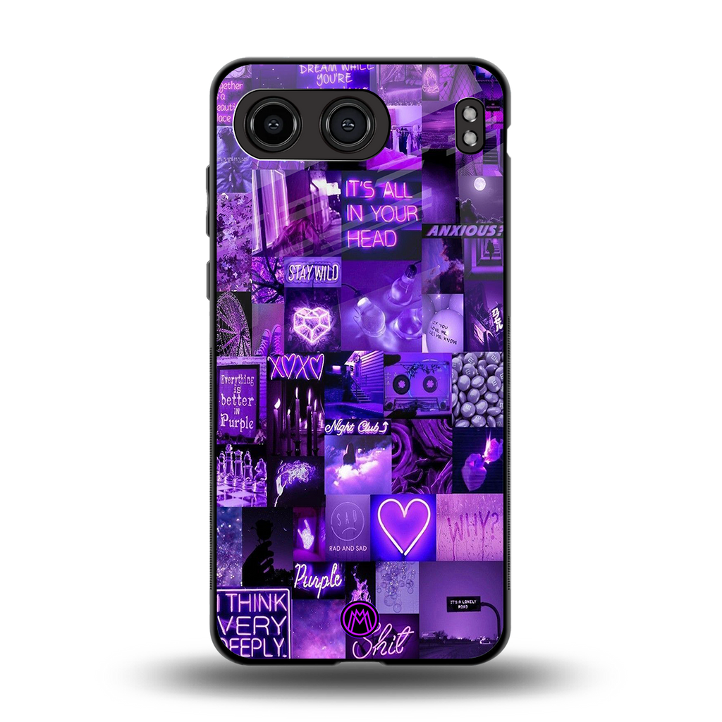 purple collage aesthetic back phone cover | glass case for oneplus nord 4
