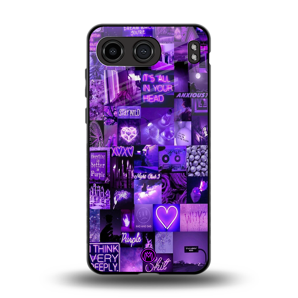 purple collage aesthetic back phone cover | glass case for oneplus nord 4