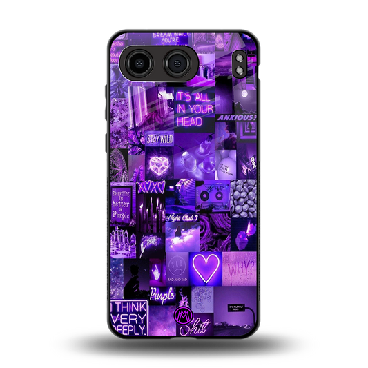 purple collage aesthetic back phone cover | glass case for oneplus nord 4