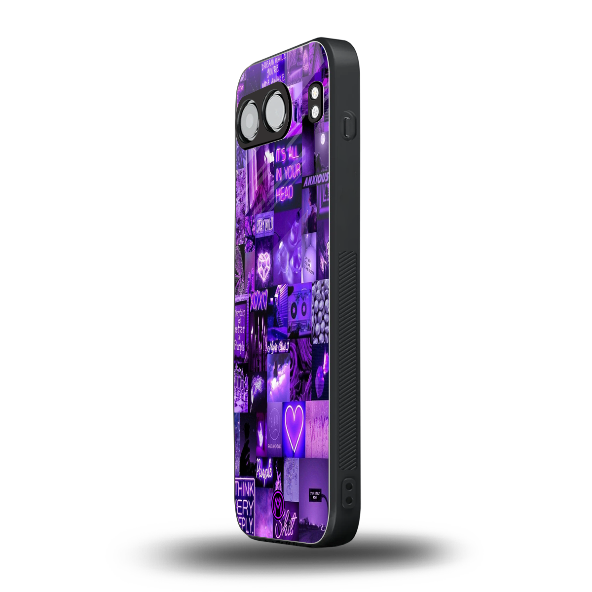 purple collage aesthetic back phone cover | glass case for oneplus nord 4
