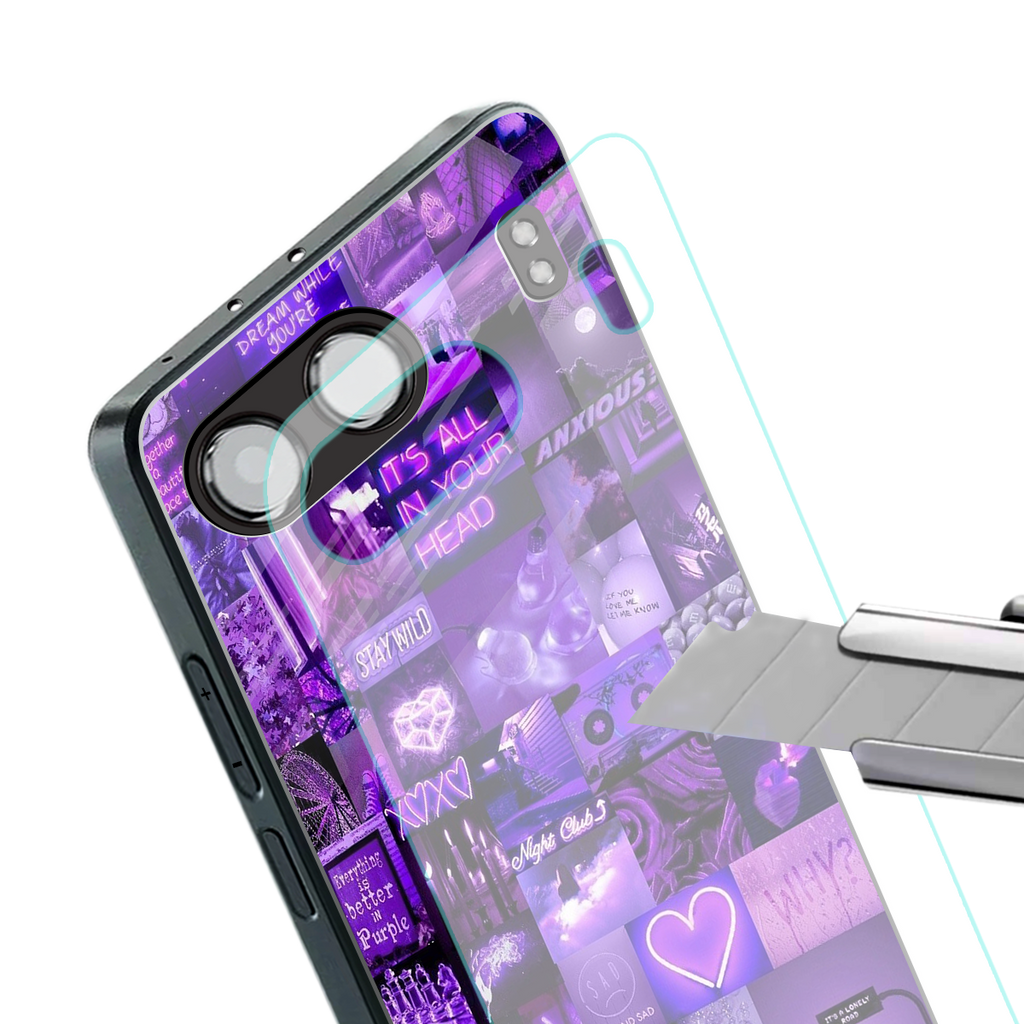 purple collage aesthetic back phone cover | glass case for oneplus nord 4