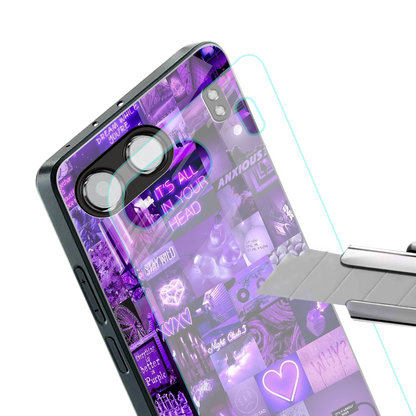 purple collage aesthetic back phone cover | glass case for oneplus nord 4