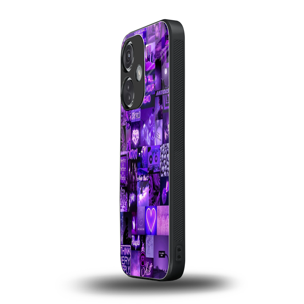 purple collage aesthetic back phone cover | glass case for oneplus nord ce 3