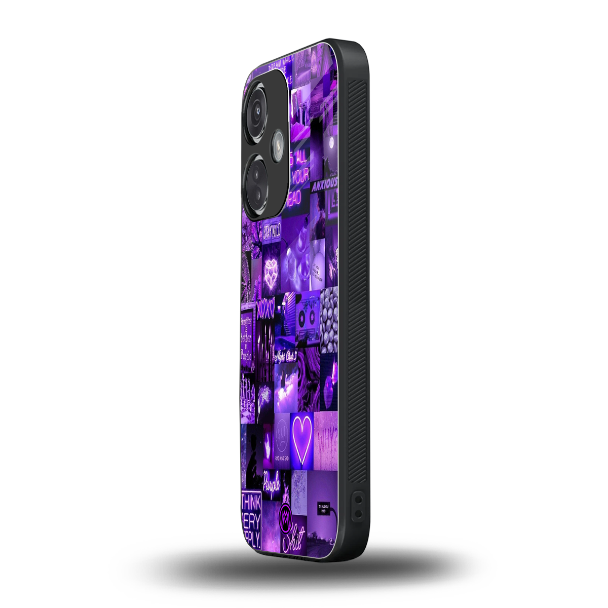 purple collage aesthetic back phone cover | glass case for oneplus nord ce 3