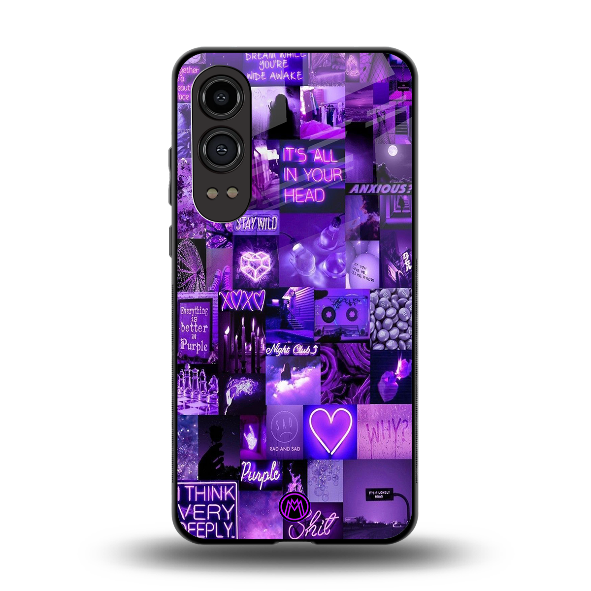 purple collage aesthetic back phone cover | glass case for oneplus nord ce 4 lite