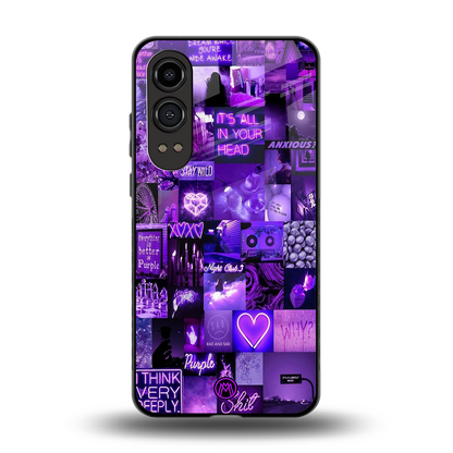 purple collage aesthetic back phone cover | glass case for oneplus nord ce 4 lite