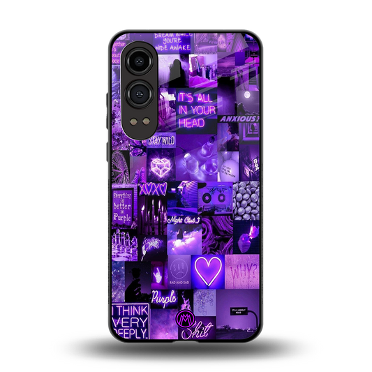 purple collage aesthetic back phone cover | glass case for oneplus nord ce 4 lite