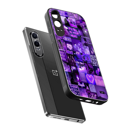 purple collage aesthetic back phone cover | glass case for oneplus nord ce 4 lite