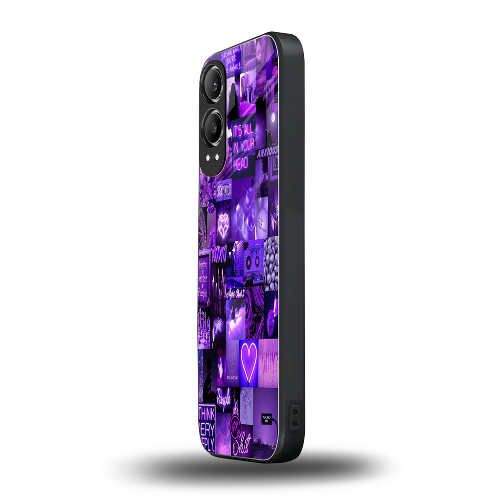 purple collage aesthetic back phone cover | glass case for oneplus nord ce 4 lite
