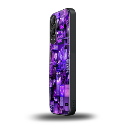 purple collage aesthetic back phone cover | glass case for oneplus nord ce 4 lite