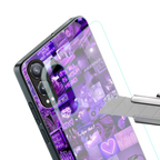 purple collage aesthetic back phone cover | glass case for oneplus nord ce 4 lite