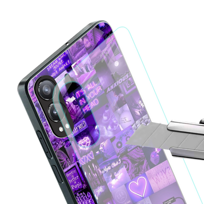 purple collage aesthetic back phone cover | glass case for oneplus nord ce 4 lite