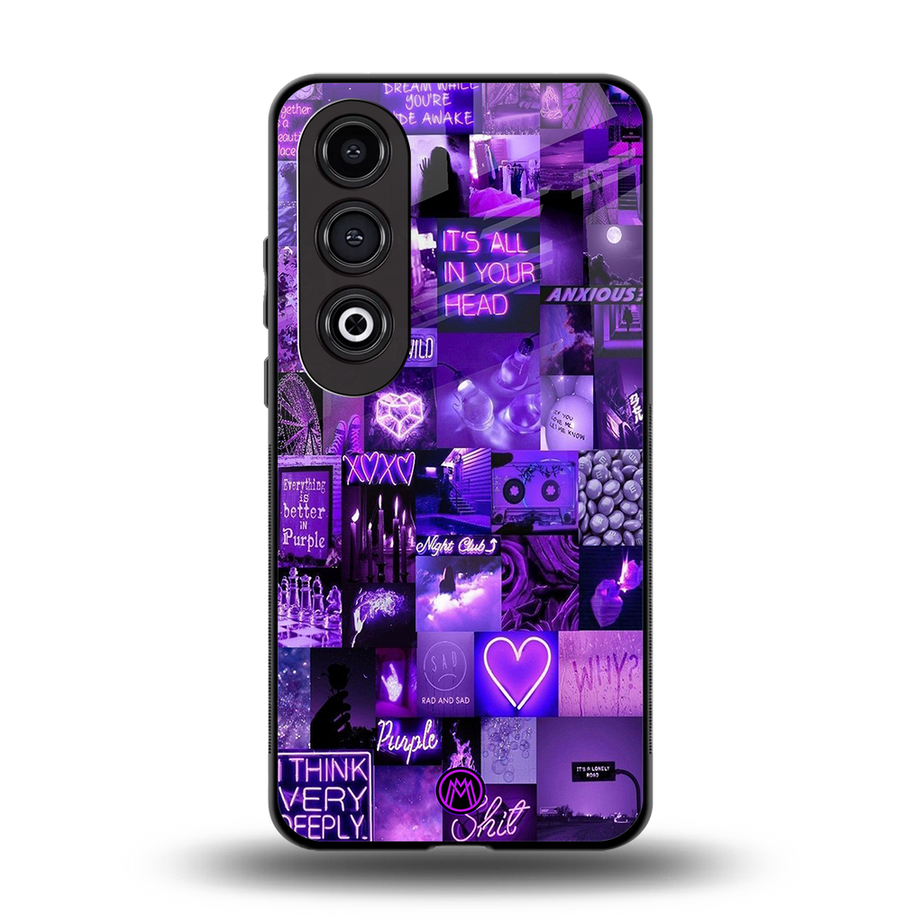 purple collage aesthetic back phone cover | glass case for oneplus nord ce 4