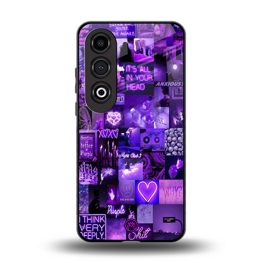 purple collage aesthetic back phone cover | glass case for oneplus nord ce 4