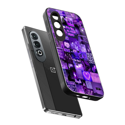 purple collage aesthetic back phone cover | glass case for oneplus nord ce 4