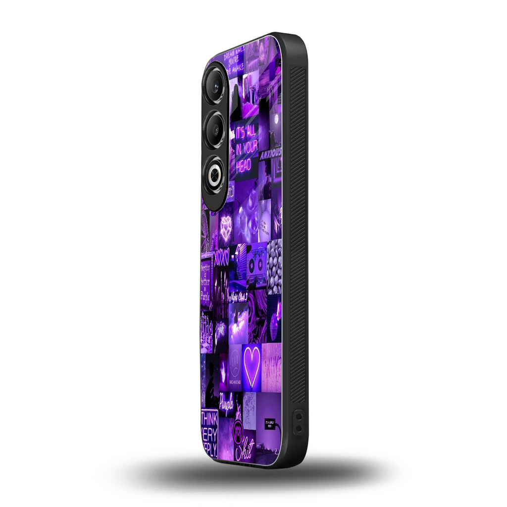 purple collage aesthetic back phone cover | glass case for oneplus nord ce 4