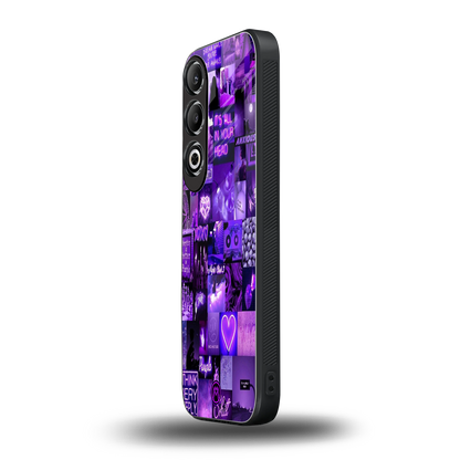 purple collage aesthetic back phone cover | glass case for oneplus nord ce 4