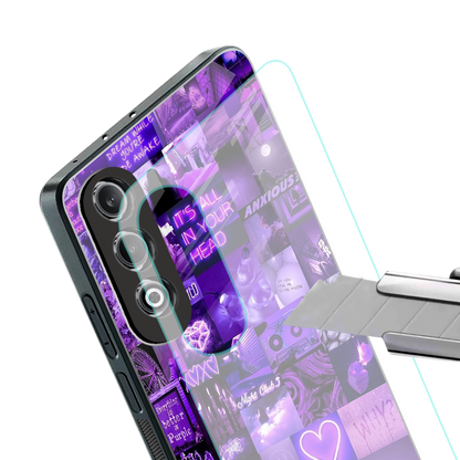 purple collage aesthetic back phone cover | glass case for oneplus nord ce 4