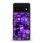 purple collage aesthetic back phone cover | glass case for google pixel 6 pro