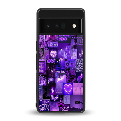 purple collage aesthetic back phone cover | glass case for google pixel 6 pro