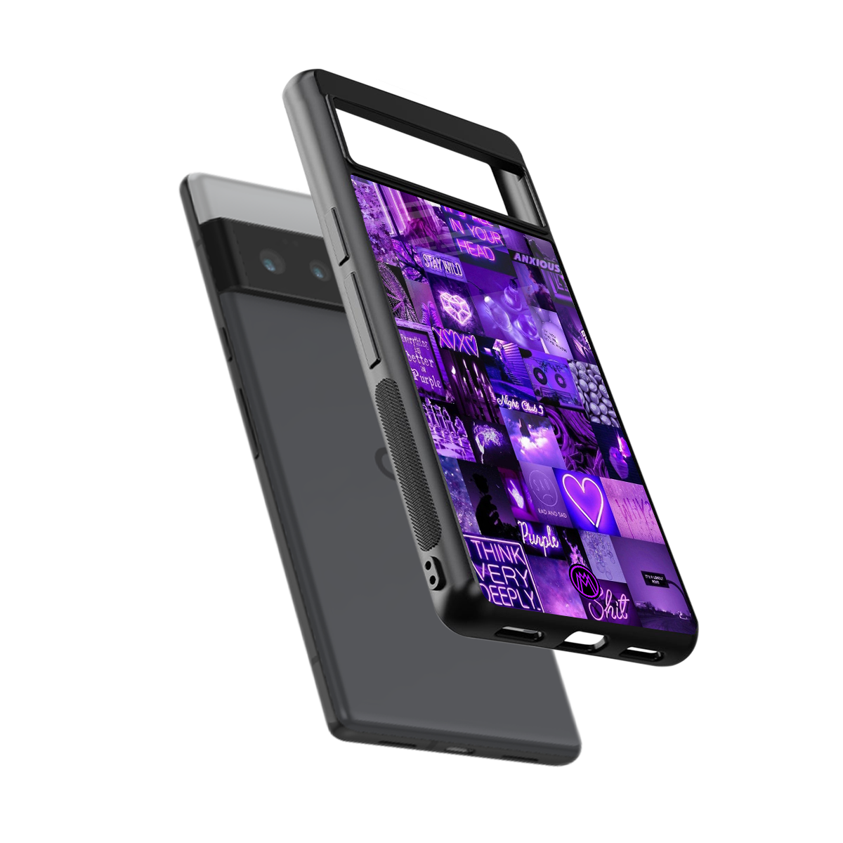 purple collage aesthetic back phone cover | glass case for google pixel 6 pro