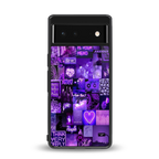 purple collage aesthetic back phone cover | glass case for google pixel 6