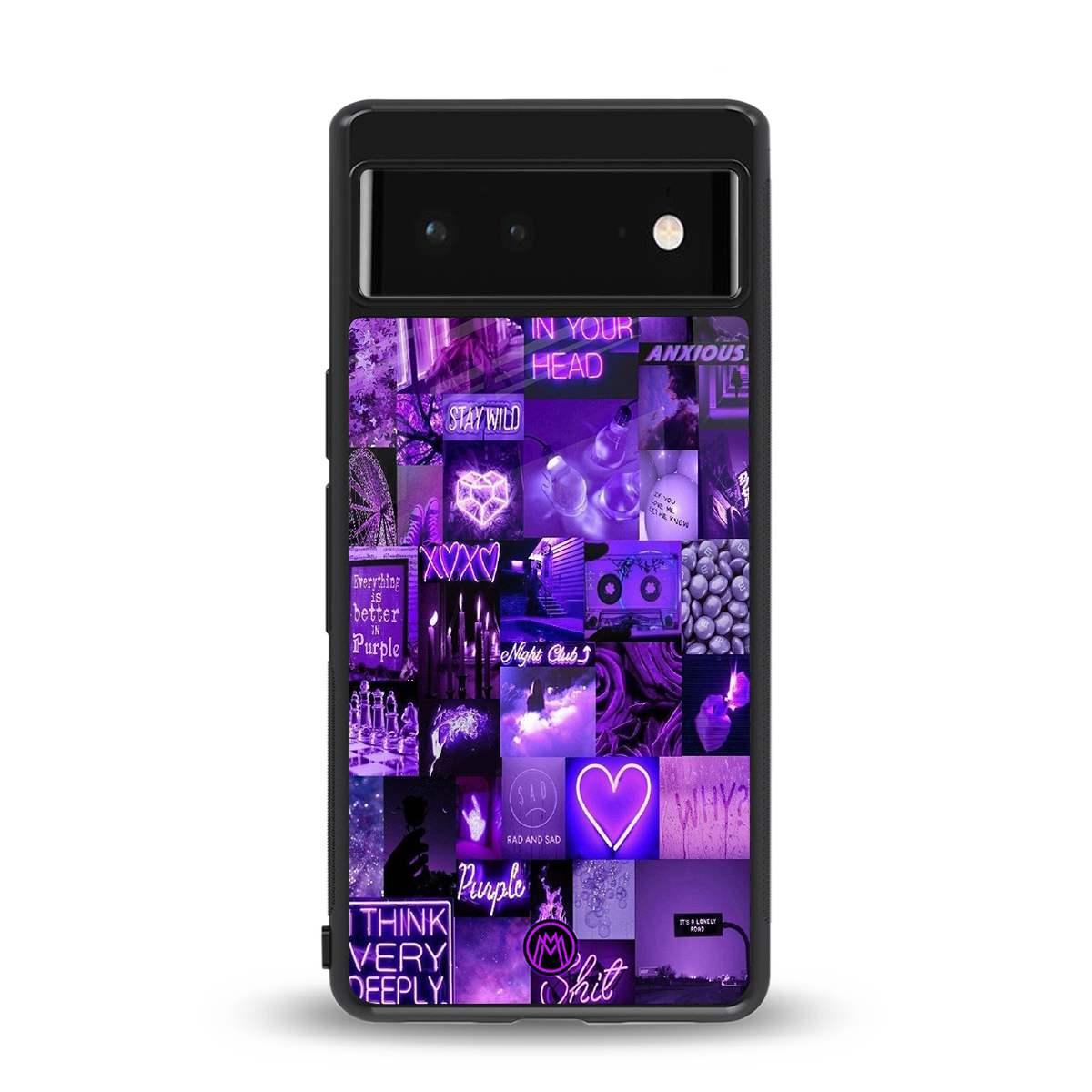 purple collage aesthetic back phone cover | glass case for google pixel 6