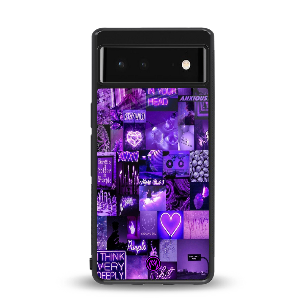 purple collage aesthetic back phone cover | glass case for Google Pixel 6A