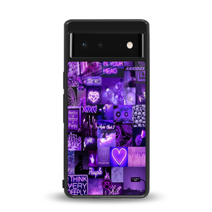 purple collage aesthetic back phone cover | glass case for Google Pixel 6A