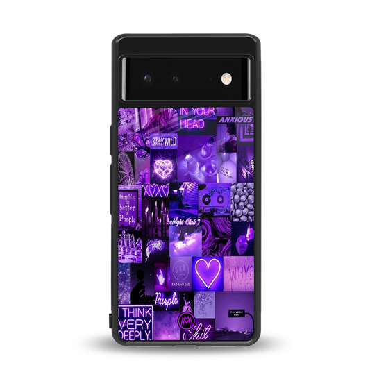 purple collage aesthetic back phone cover | glass case for Google Pixel 6A