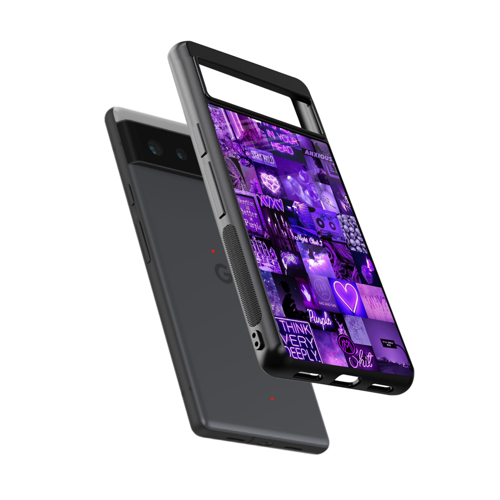 purple collage aesthetic back phone cover | glass case for google pixel 6